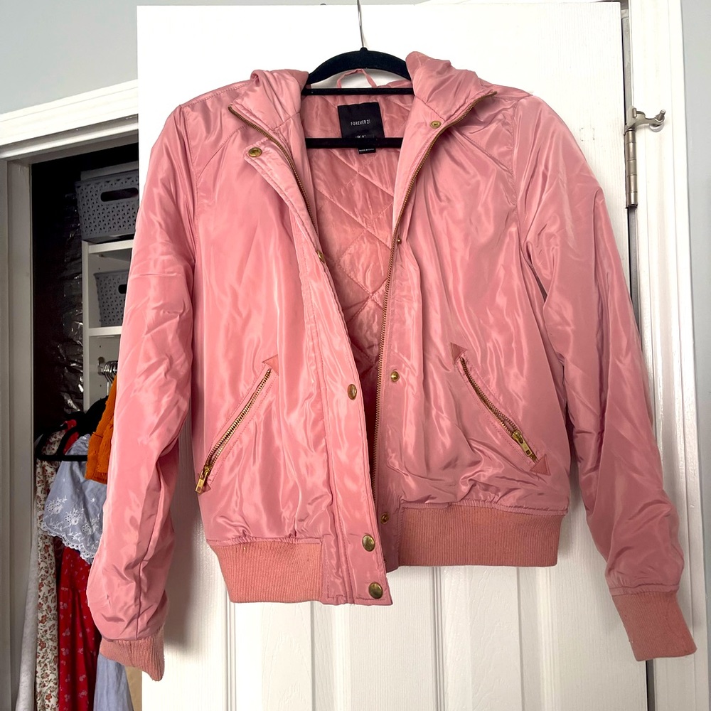Pink puffer jacket